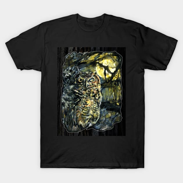 Forest Sage Great Horned Owl T-Shirt by 10000birds